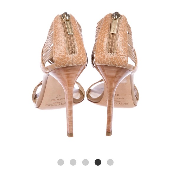 EUC Jimmy Choo neutral snakeskin sandal strappy heel - Picture 5 of 5